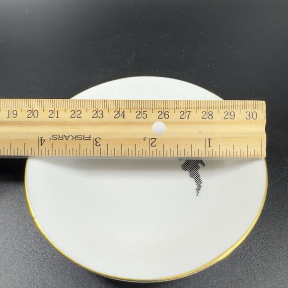 Freiberger Porzellan Round Dish Plate Unique Design Germany MCM Gold Edge Set 2 - Picture 3 of 12